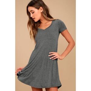 Lulus Better Together Grey Shirt Dress - Size XS